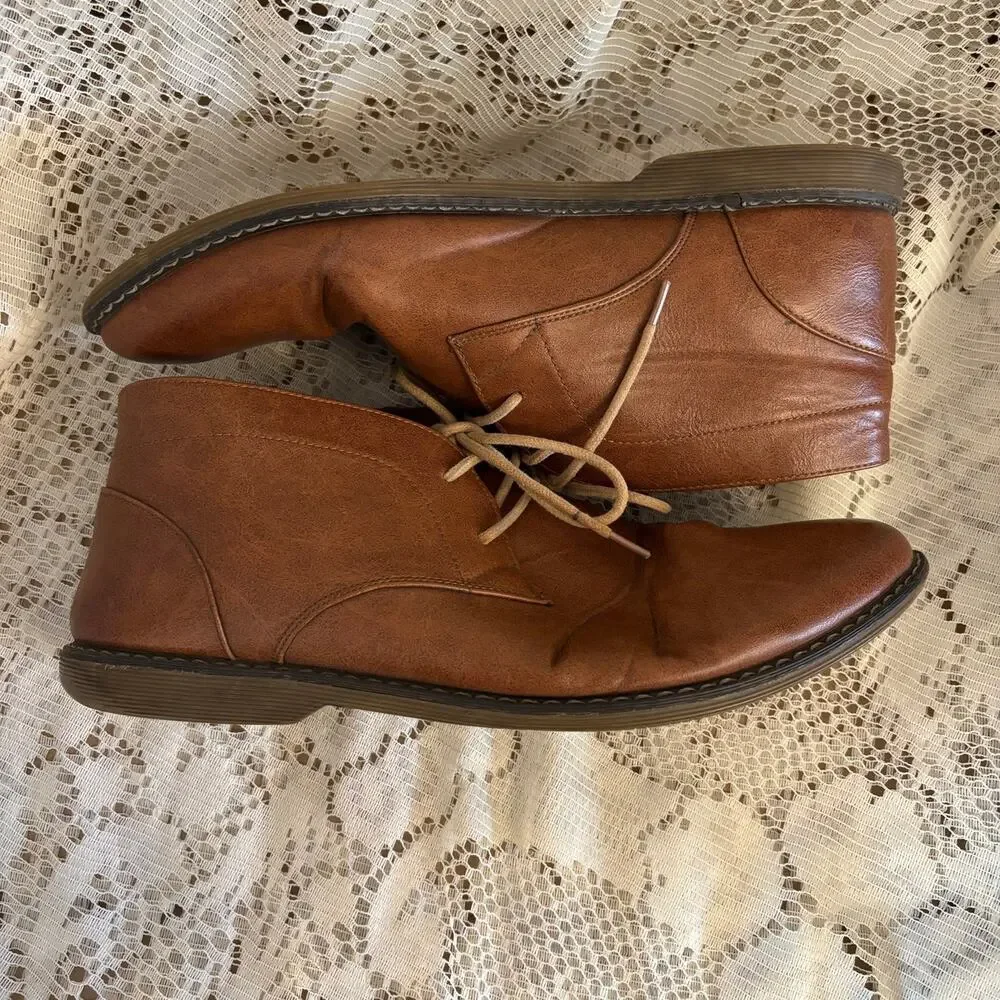 London Fog Men's US 12 M Blackburn Brown Leather Chukka Boots